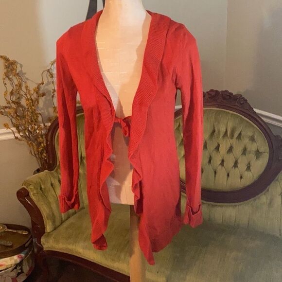 Long ruffled tie sweater. Women’s L (12/14). - Picture 2 of 4